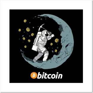 Bitcoin Crypto Mining On The Moon Astronaut Posters and Art